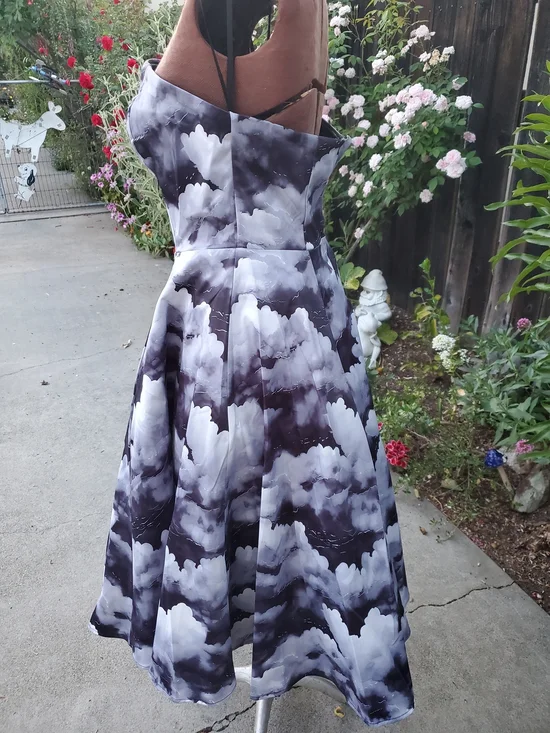 Weasel Wear Cloud-Pattern Strapless Fit-and-Flare Dress with Black Harness - Picture 9 of 13